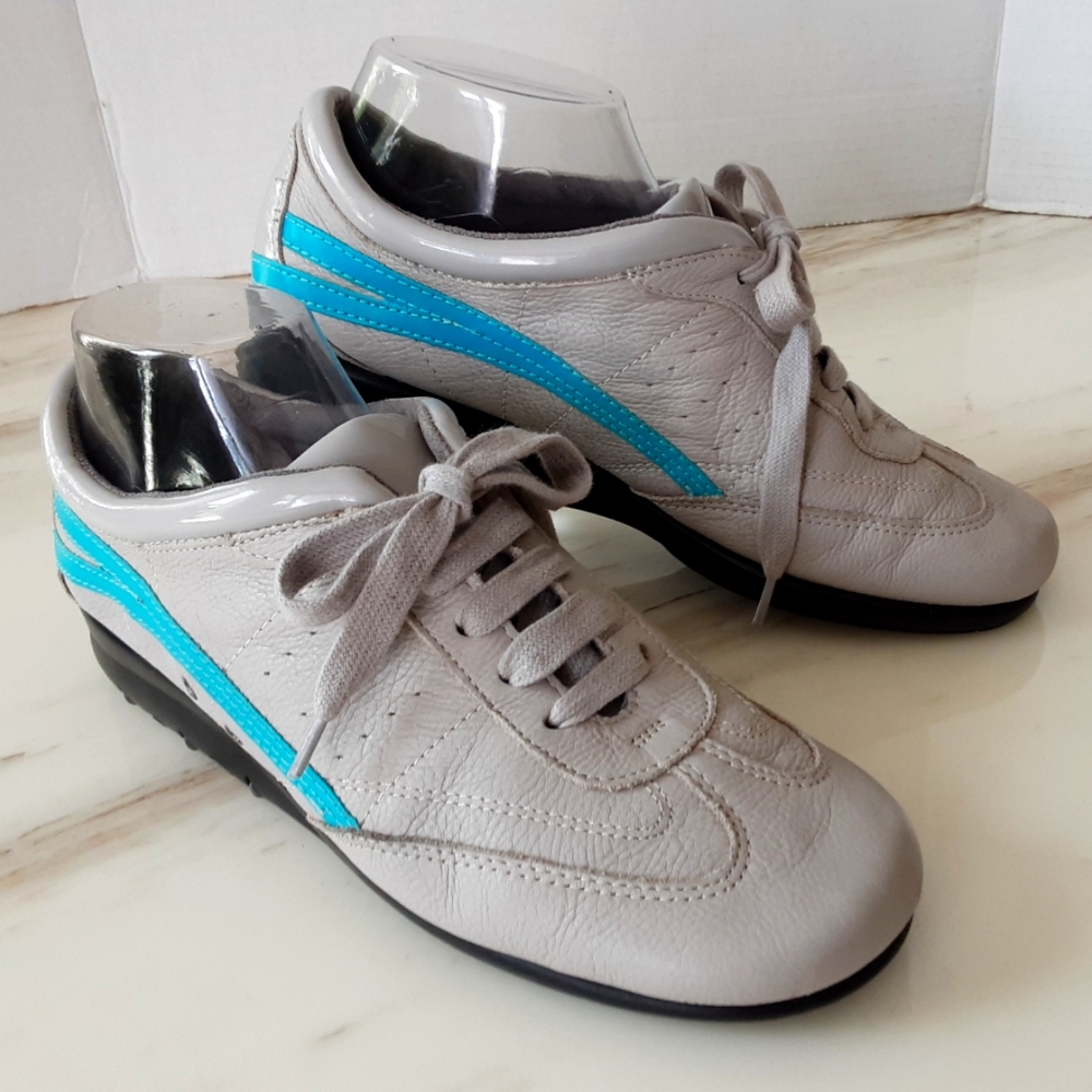Aerosoles Air Super SOFT Cushion Comfort Gray | Teal Leather Sneakers 9M